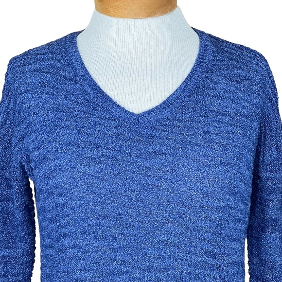 Calvin Klein Jeans Women’s Stretchy Ribbed Textured Denim Look V-Neck Sweater S - Picture 2 of 10